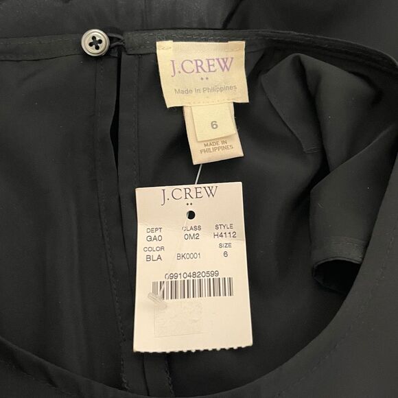 J Crew Black Diagonal Ruffle Sleeveless Top   Size 6   NWT - Picture 3 of 5